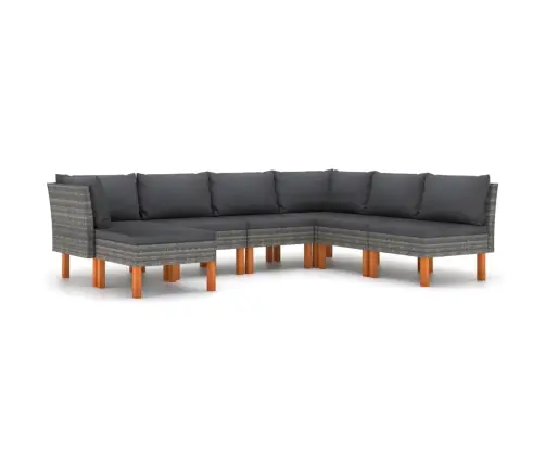 7-Daļīgs Dārza Atpūtas Mēbeļu Komplekts, Matrači, Pelēks Pe Vidaxl