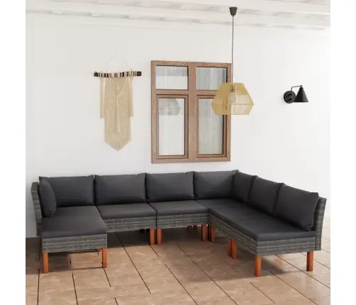 7-Daļīgs Dārza Atpūtas Mēbeļu Komplekts, Matrači, Pelēks Pe Vidaxl