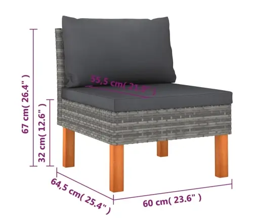 9-Daļīgs Dārza Atpūtas Mēbeļu Komplekts, Pelēka Pe Rotangpalma Vidaxl