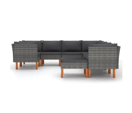 9-Daļīgs Dārza Atpūtas Mēbeļu Komplekts, Pelēka Pe Rotangpalma Vidaxl