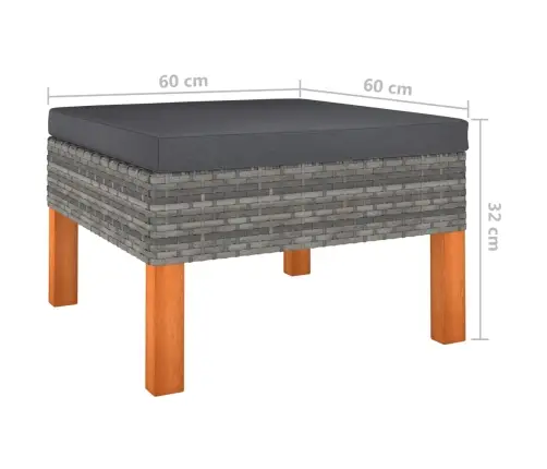 9-Daļīgs Dārza Atpūtas Mēbeļu Komplekts, Pelēka Pe Rotangpalma Vidaxl