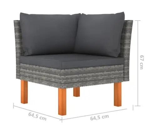 9-Daļīgs Dārza Atpūtas Mēbeļu Komplekts, Matrači, Pelēks Pe Vidaxl