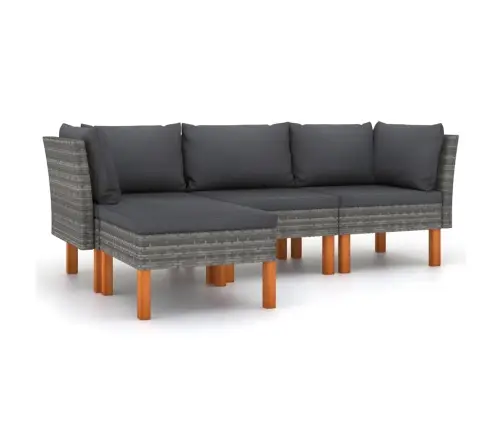 4-Daļīgs Dārza Atpūtas Mēbeļu Komplekts, Pelēka Pe Rotangpalma Vidaxl