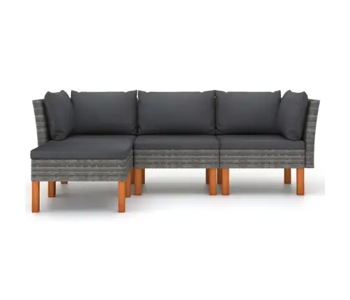 4-Daļīgs Dārza Atpūtas Mēbeļu Komplekts, Pelēka Pe Rotangpalma Vidaxl