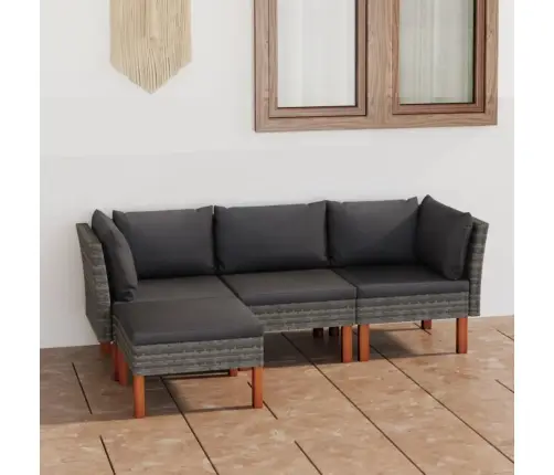 4-Daļīgs Dārza Atpūtas Mēbeļu Komplekts, Pelēka Pe Rotangpalma Vidaxl