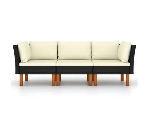 Trīsvietīgs Dārza Dīvāns Ar Matračiem, Melna Pe Rotangpalma Vidaxl