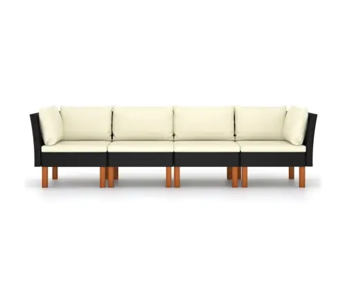 Četrvietīgs Dārza Dīvāns Ar Matračiem, Melna Pe Rotangpalma Vidaxl