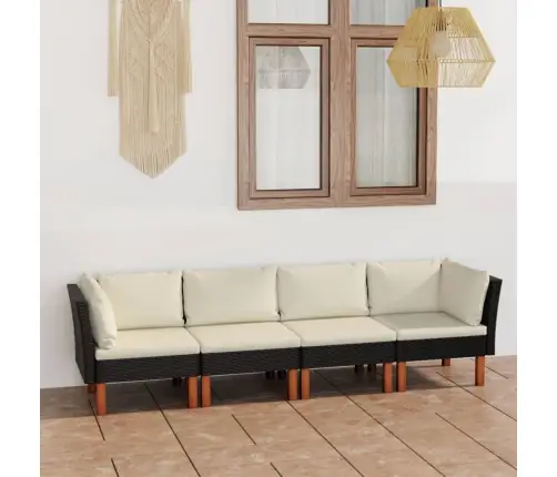 Četrvietīgs Dārza Dīvāns Ar Matračiem, Melna Pe Rotangpalma Vidaxl