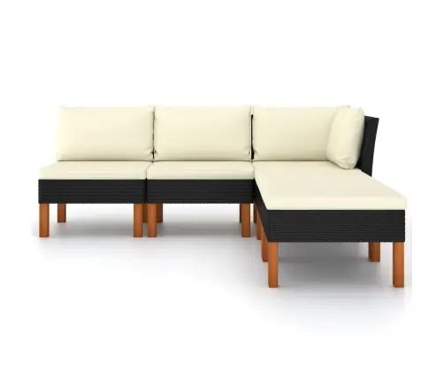 5-Daļīgs Dārza Atpūtas Mēbeļu Komplekts, Melna Pe Rotangpalma Vidaxl