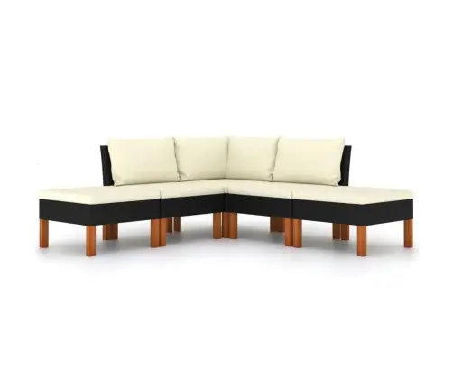 5-Daļīgs Dārza Atpūtas Mēbeļu Komplekts, Melna Pe Rotangpalma Vidaxl