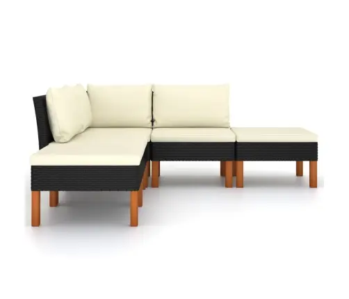 5-Daļīgs Dārza Atpūtas Mēbeļu Komplekts, Melna Pe Rotangpalma Vidaxl