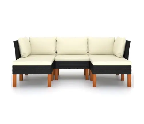 5-Daļīgs Dārza Atpūtas Mēbeļu Komplekts, Melna Pe Rotangpalma Vidaxl