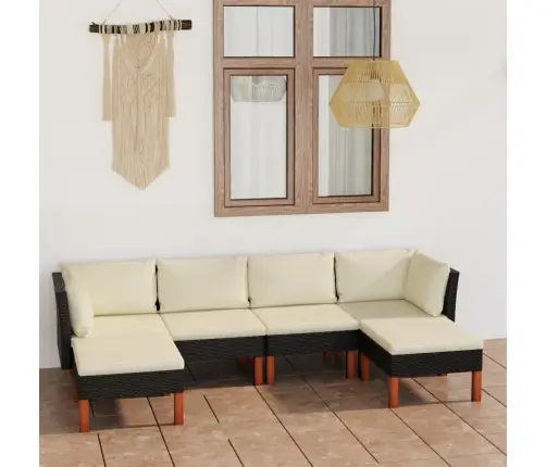 6-Daļīgs Dārza Atpūtas Mēbeļu Komplekts, Melna Pe Rotangpalma Vidaxl