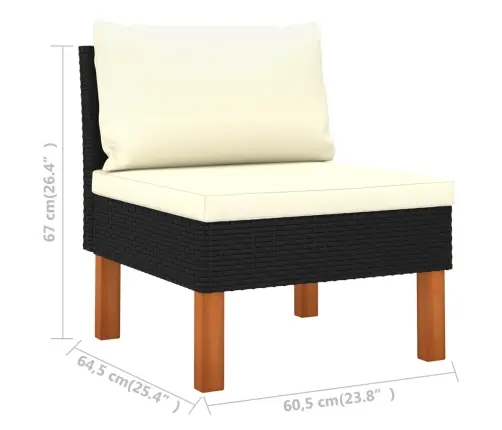 6-Daļīgs Dārza Atpūtas Mēbeļu Komplekts Ar Matračiem, Melns Pe Vidaxl