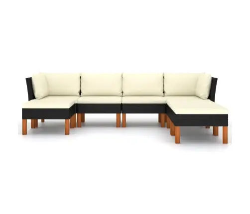 Sodo Komplektas Su Pagalvėlėmis, 7 Dalių, Juodas, Poliratanas Sodo Komplektas Su Pagalvėlėmis, 7 Dalių, Juodas, Poliratanas