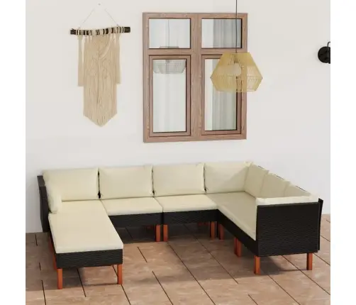 8-Daļīgs Dārza Atpūtas Mēbeļu Komplekts, Melna Pe Rotangpalma Vidaxl