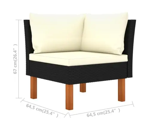 Sodo Komplektas Su Pagalvėlėmis, 9 Dalių, Juodas, Poliratanas