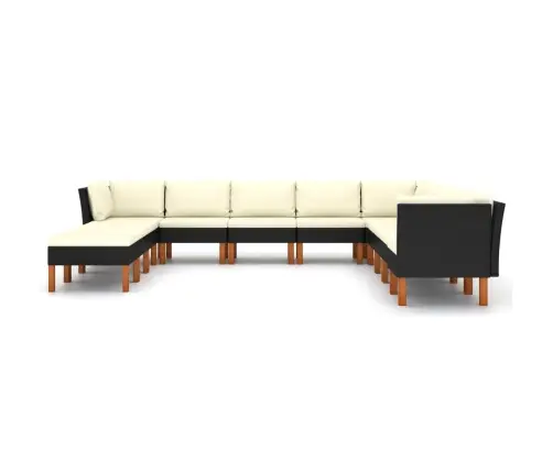 12-Osaline Aiamööblikomplekt Patjadega, Polürotang, Must