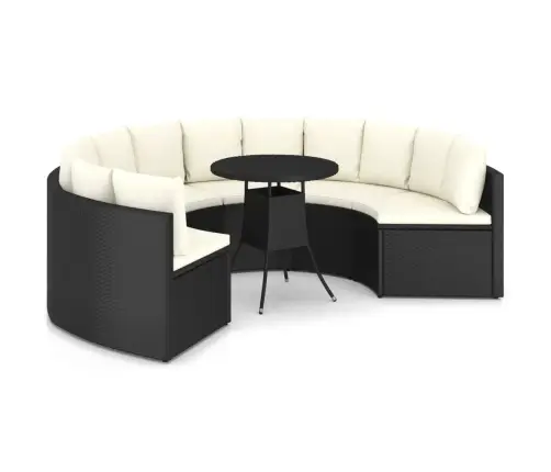 7-Osaline Aiadiivanikomplekt Patjadega, Polürotang, Must