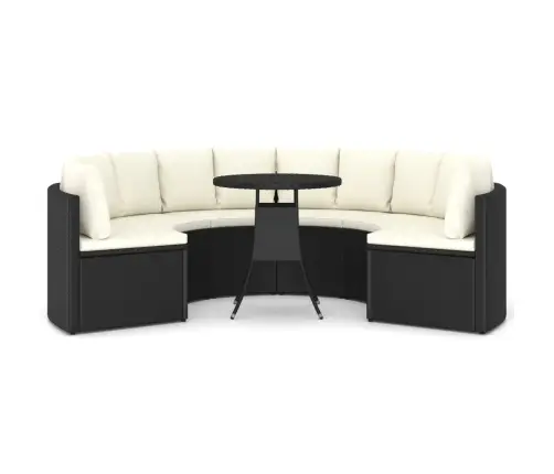 7-Osaline Aiadiivanikomplekt Patjadega, Polürotang, Must