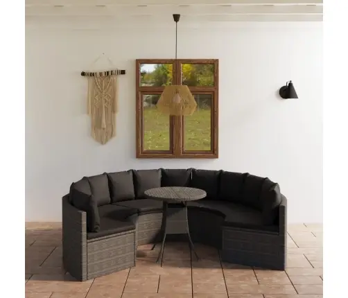 Sofos Komplektas Su Pagalvėlėmis, 7 Dalių, Pilkas, Poliratanas