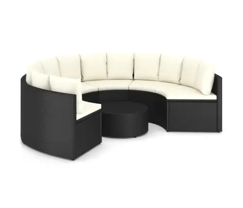 7-Osaline Aiadiivanikomplekt Patjadega, Polürotang, Must