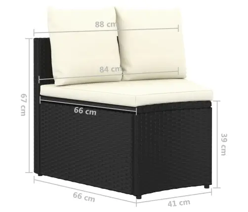 9-Osaline Aiadiivanikomplekt Patjadega, Polürotang, Must