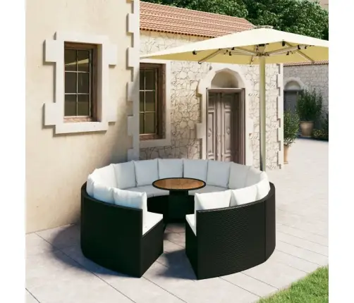 9-Osaline Aiadiivanikomplekt Patjadega, Polürotang, Must