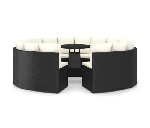 9-Daļīgs Dārza Dīvānu Komplekts Ar Matračiem, Pe Rotangpalma Vidaxl