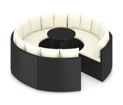 Sodo Komplektas Su Pagalvėlėmis, 9 Dalių, Juodas, Poliratanas