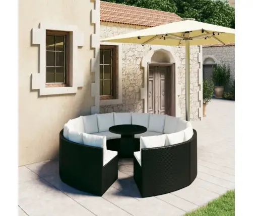 9-Daļīgs Dārza Dīvānu Komplekts Ar Matračiem, Pe Rotangpalma Vidaxl