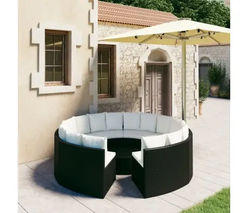 9-Daļīgs Dārza Dīvānu Komplekts Ar Matračiem, Pe Rotangpalma Vidaxl