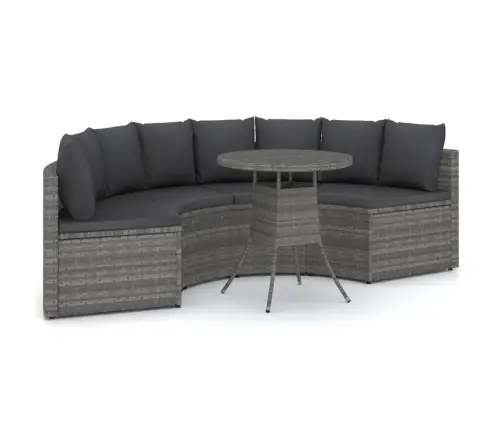 5-Daļīgs Dārza Dīvānu Komplekts Ar Matračiem, Pe Rotangpalma Vidaxl