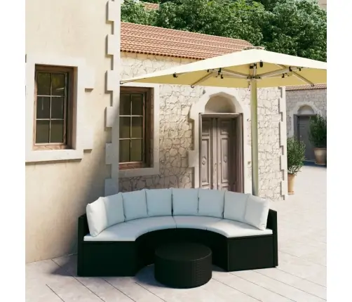 5-Daļīgs Dārza Dīvānu Komplekts Ar Matračiem, Pe Rotangpalma Vidaxl