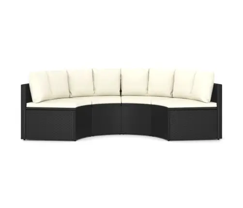 4-Daļīgs Dārza Dīvāna Komplekts Ar Matračiem, Melns Pe Vidaxl