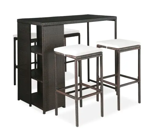 5-Daļīgs Dārza Mēbeļu Komplekts Ar Matračiem, Pe Rotangpalma Vidaxl