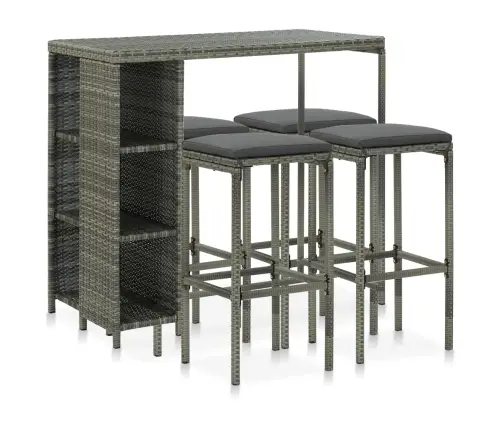 5-Daļīgs Dārza Mēbeļu Komplekts Ar Matračiem, Pe Rotangpalma Vidaxl