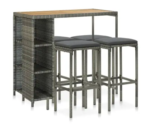 5-Daļīgs Dārza Mēbeļu Komplekts Ar Matračiem, Pe Rotangpalma Vidaxl