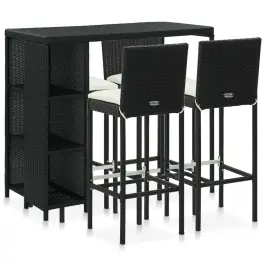 5-Osaline Aiabaari Komplekt Patjadega, Polürotang, Must