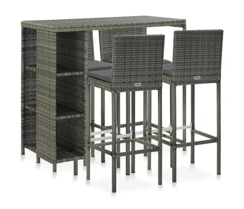 5-Daļīgs Dārza Mēbeļu Komplekts Ar Matračiem, Pe Rotangpalma Vidaxl