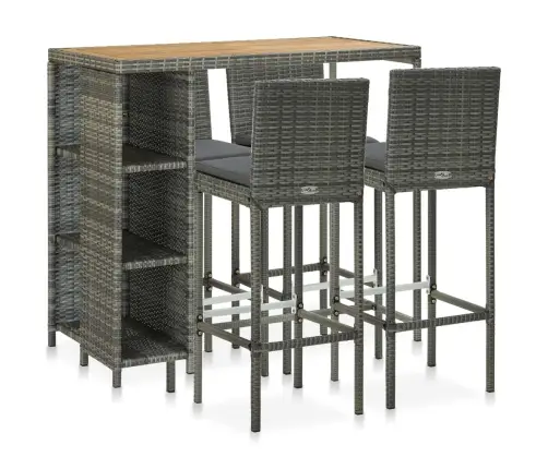 5-Daļīgs Dārza Mēbeļu Komplekts Ar Matračiem, Pe Rotangpalma Vidaxl