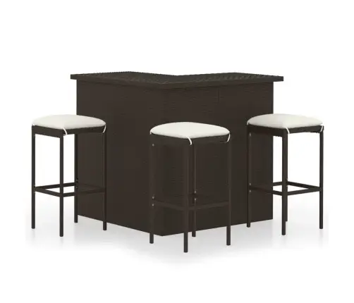 4-Osaline Aiabaari Komplekt Patjadega, Polürotang, Pruun