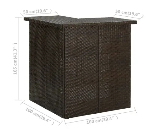 4-Osaline Aiabaari Komplekt Patjadega, Polürotang, Pruun