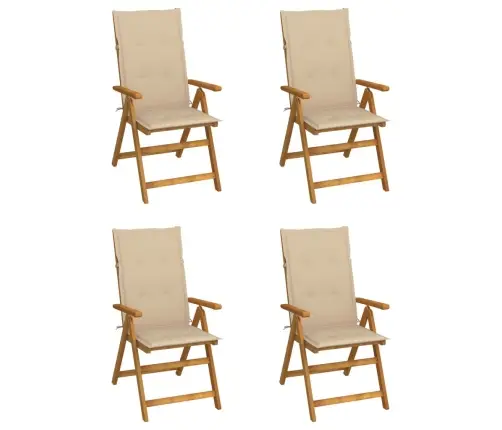Atgāžami Dārza Krēsli Ar Matračiem, 4 Gab., Akācijas Masīvkoks Vidaxl