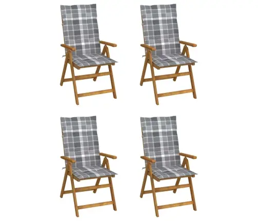 Atgāžami Dārza Krēsli Ar Matračiem, 4 Gab., Akācijas Masīvkoks Vidaxl
