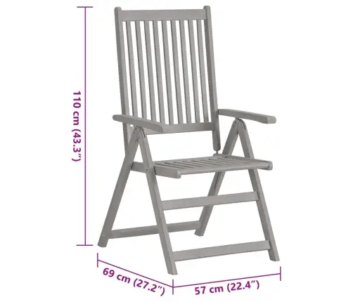 Atgāžami Dārza Krēsli Ar Matračiem, 4 Gab., Akācijas Masīvkoks Vidaxl