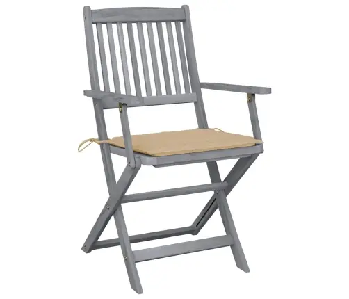 Saliekami Āra Krēsli Ar Matračiem, 6 Gab., Akācijas Masīvkoks Vidaxl