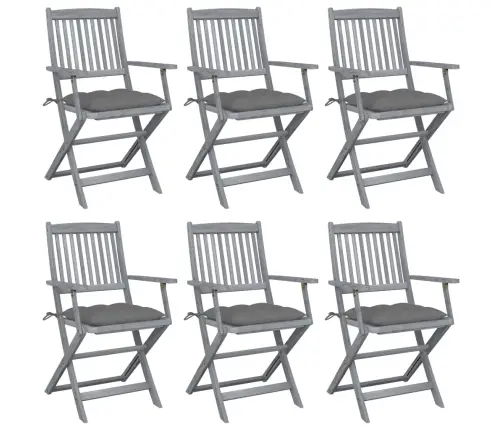 Saliekami Āra Krēsli Ar Matračiem, 6 Gab., Akācijas Masīvkoks Vidaxl