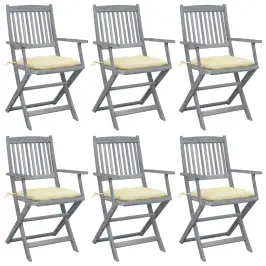 Saliekami Āra Krēsli Ar Matračiem, 6 Gab., Akācijas Masīvkoks Vidaxl