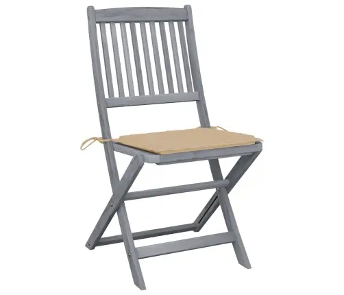 Saliekami Āra Krēsli Ar Matračiem, 6 Gab., Akācijas Masīvkoks Vidaxl